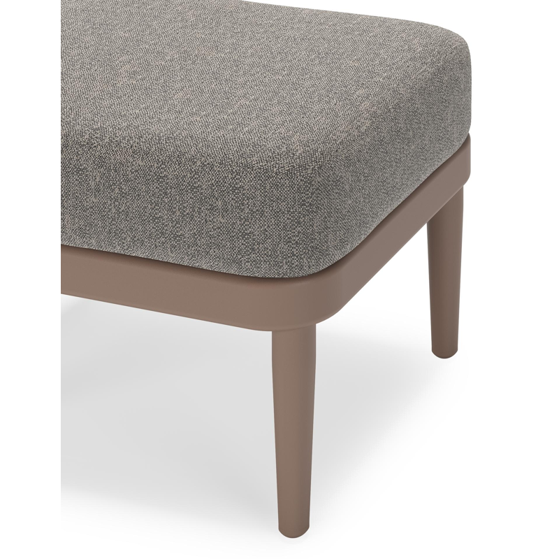 Orso poef in taupe aluminium met Chartres Drizzle all weather sunbrella® luxe kussen