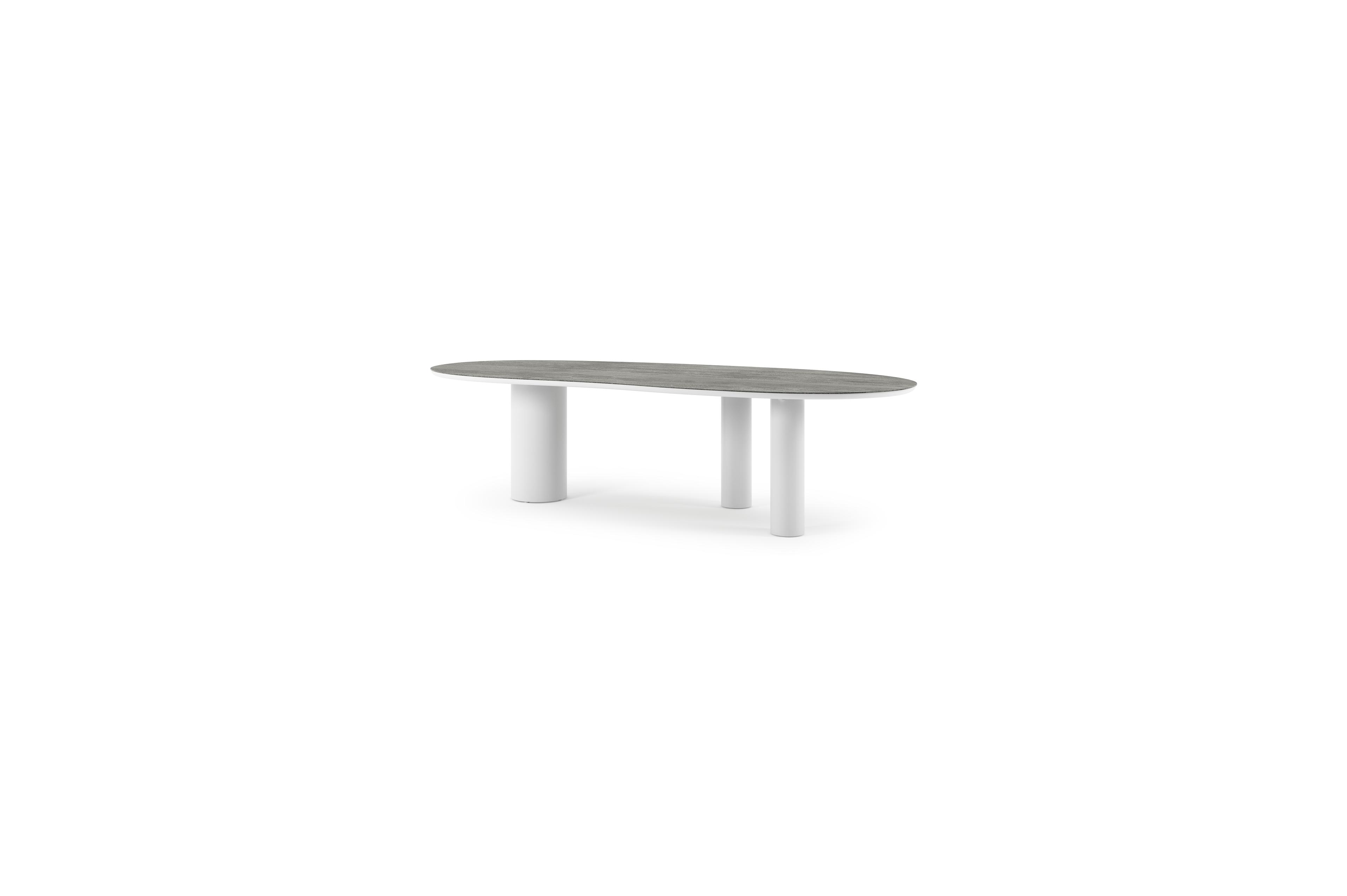 Organo tuintafel organisch in wit aluminium en volkeramiek Aspen Grey - L 280 x B 120 x H 74 cm