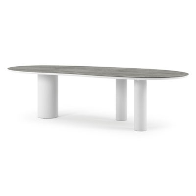 Organo tuintafel organisch in wit aluminium en volkeramiek Aspen Grey - L 280 x B 120 x H 74 cm