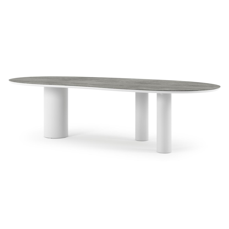 Organo tuintafel organisch in wit aluminium en volkeramiek Aspen Grey - L 280 x B 120 x H 74 cm