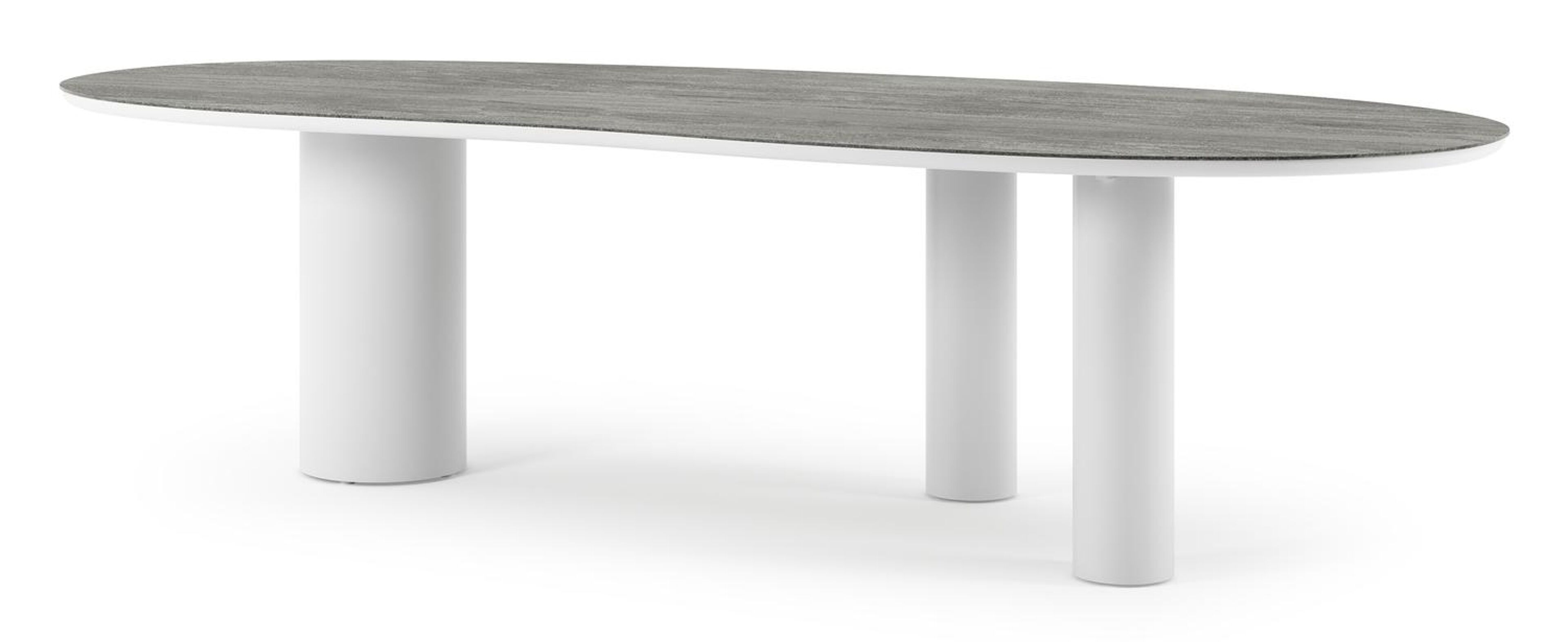 Organo tuintafel organisch in wit aluminium en volkeramiek Aspen Grey - L 280 x B 120 x H 74 cm