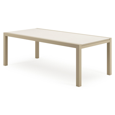 Calobra verlengbare tuintafel rechthoekig in beige aluminium met sintered stone crema minerale -L 220 - 330 x B 107 x H 73 cm 