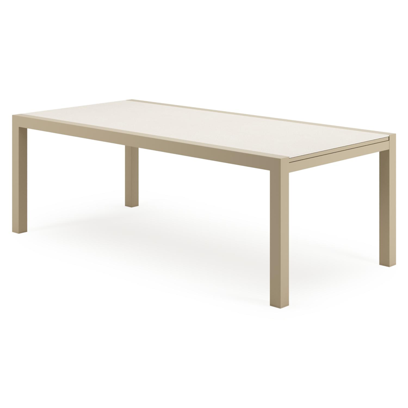 Calobra verlengbare tuintafel rechthoekig in beige aluminium met sintered stone crema minerale -L 220 - 330 x B 107 x H 75 cm