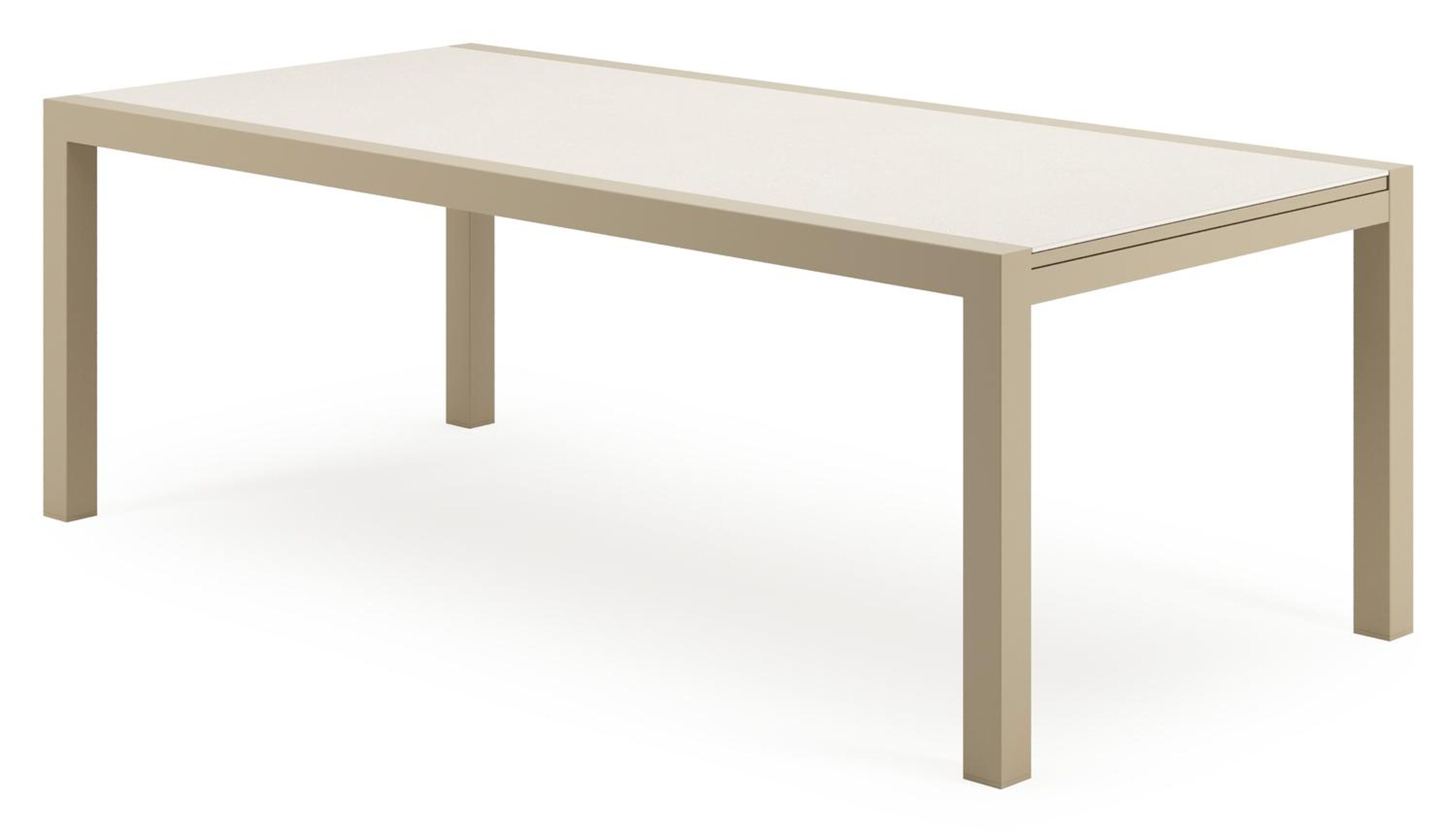 Calobra verlengbare tuinset rechthoekig in beige aluminium en sintered stone Crema minerale met 10 Madura tuinstoelen