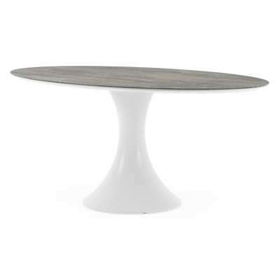 Fano tuintafel ovaal in wit aluminium en volkeramiek Aspen Grey - L 180 x B 110 x H 75 cm