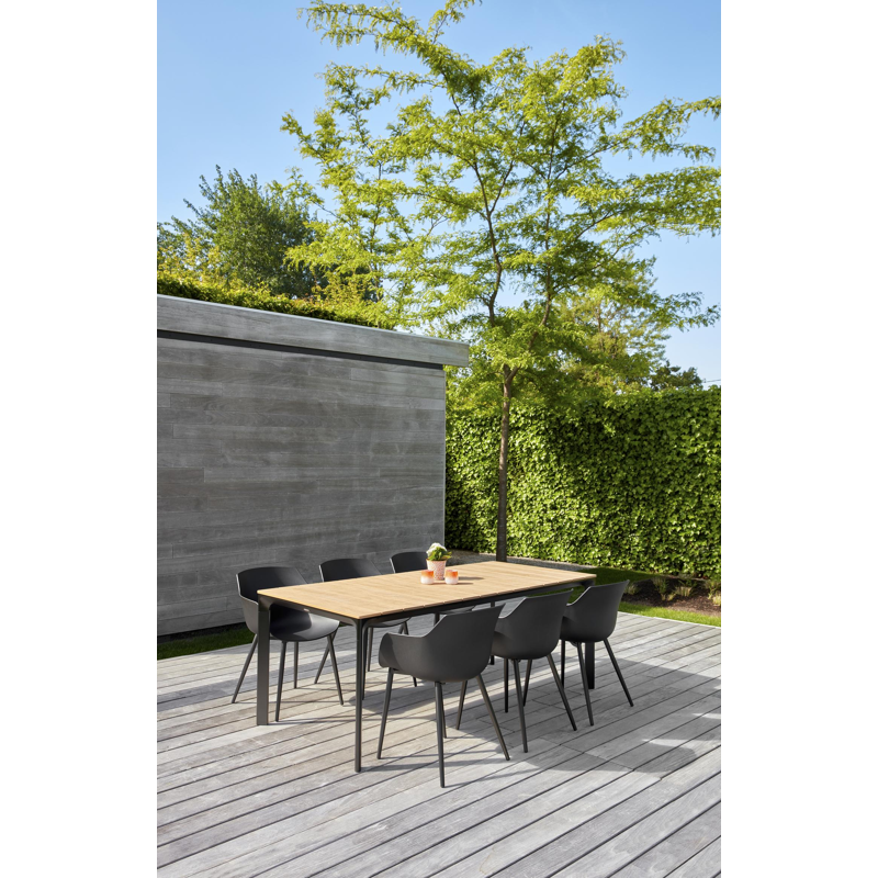 Chaise de jardin Paco in aluminium noir et matière synthétique noir