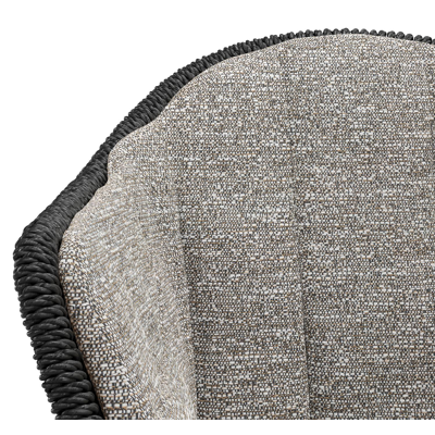 Pagino tuinstoel in wit aluminium en zwart ronde wicker met zitkussen in All Weather Sunbrella® Luxe Tundra Pepper