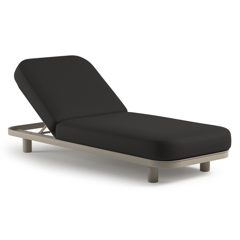 Chaise longue réglable Donato en aluminium beige avec All Weather Sunbrella® luxe heritage char coussin