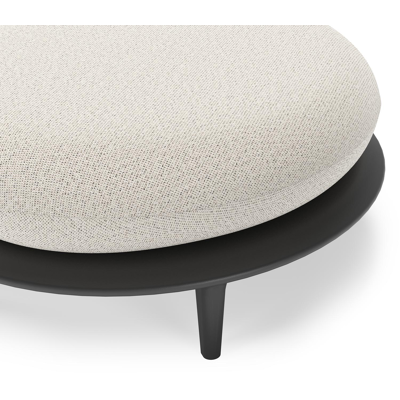Bomero poef in zwart aluminium met firenze natural all weather solica kussen