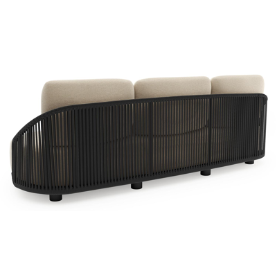 Vadelo loungebank in zwart aluminium en zwart verticaal geweven ronde rope met althea chalk all weather cosytica kussen