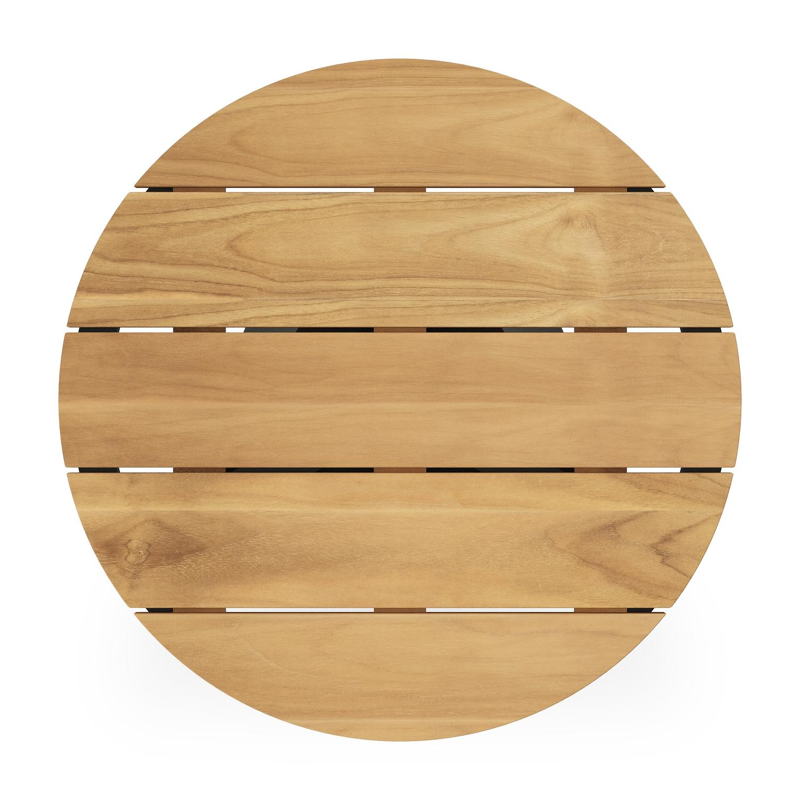 Fano low dining loungetafel in zwart aluminium en teak  - Dia. 65 x H 55 cm