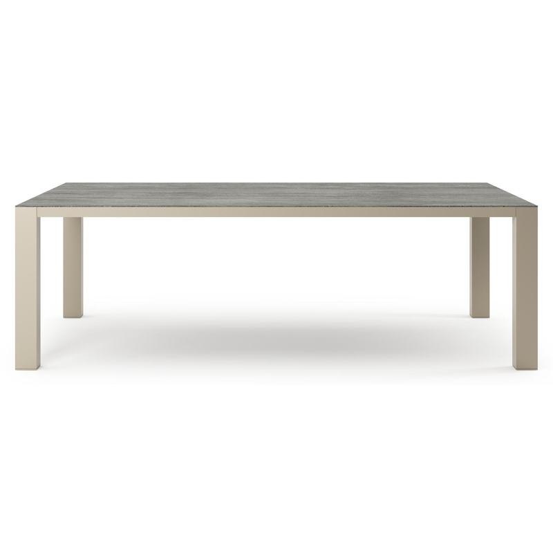 Nano XL tuintafel rechthoekig in beige aluminium en volkeramiek Aspen Grey - L 240 x B 148 x H 75 cm