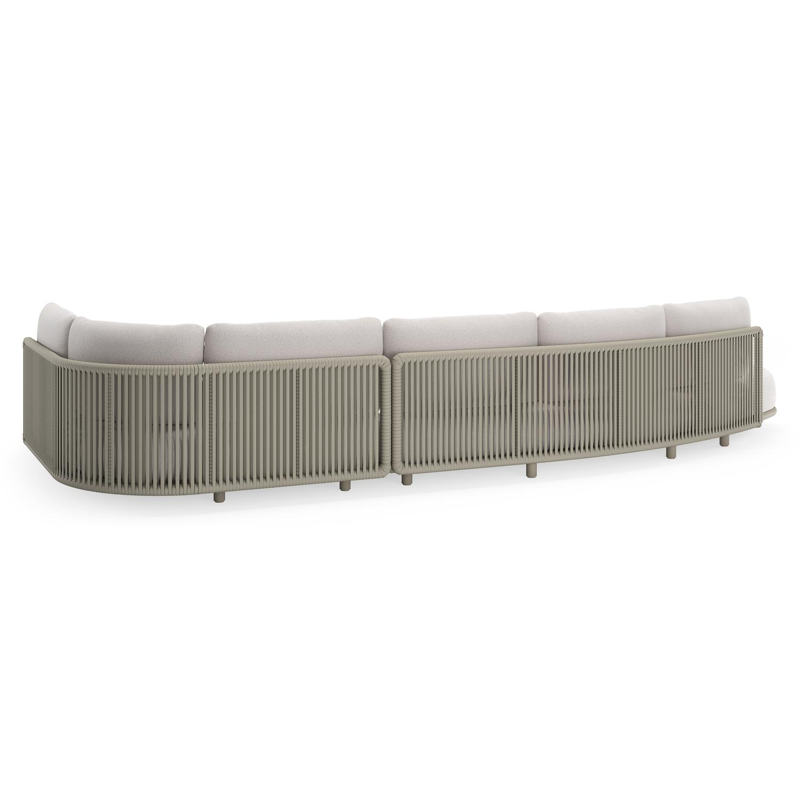 Lomano loungehoek in beige aluminium en beige verticaal geweven luxe vlakke rope met Ego Eggshell all weather solica