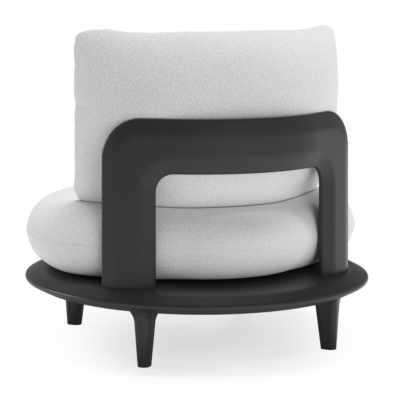 Bomero loungestoel in zwart aluminium met ego birch all weather solica kussen