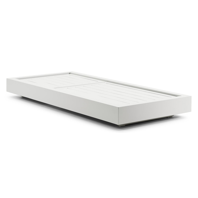 Como verstelbaar ligbed in wit aluminium met slow farafra all weather Sunbrella® luxe kussen