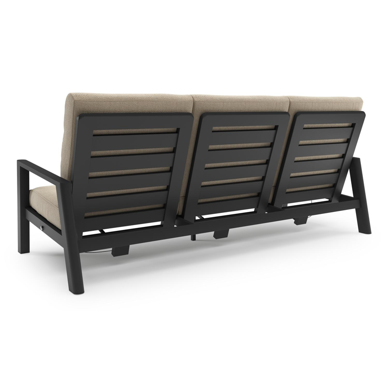 Cirello loungeset in zwart aluminium met althea chalk all weather cosytica kussen