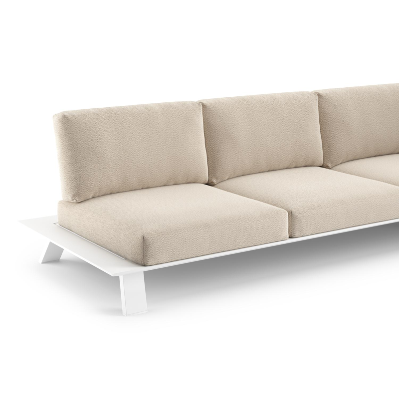 Salon de jardin Cesano en aluminium blanc et coussin en all weather Sunbrella® luxe lopi sand