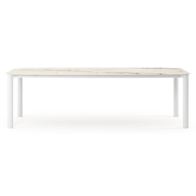 Orso tuintafel bootvorm in wit aluminium en volkeramiek colorado dunes - L 255 x B 115 x H 75 cm