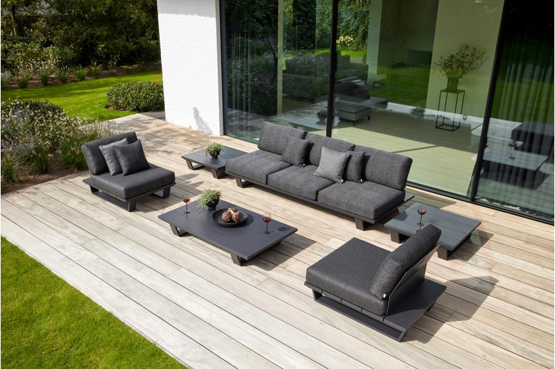 Table basse Pagino en aluminium noir - Lg 140 x larg. 79,5 x H 21 cm