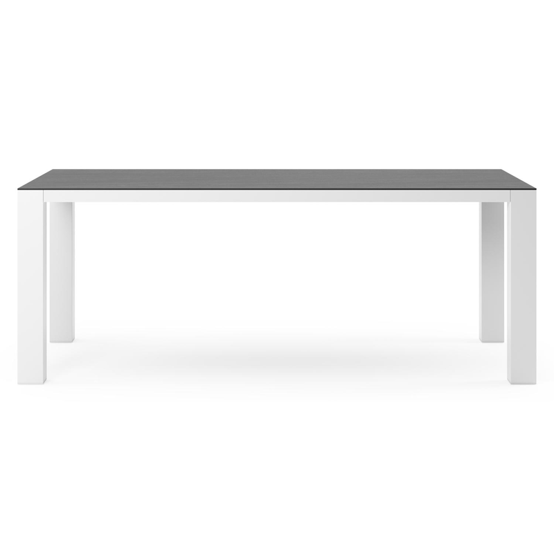 Table de jardin Nano rectangulaire en aluminium blanc et céramique pleine Basalt Black - Lg. 200 x Lrg. 100 x Haut. 75 cm