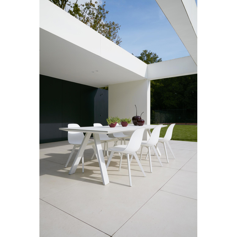 Cesano tuintafel in wit aluminium en volkeramiek arctic white - L 240 x B 100 x H 75 cm