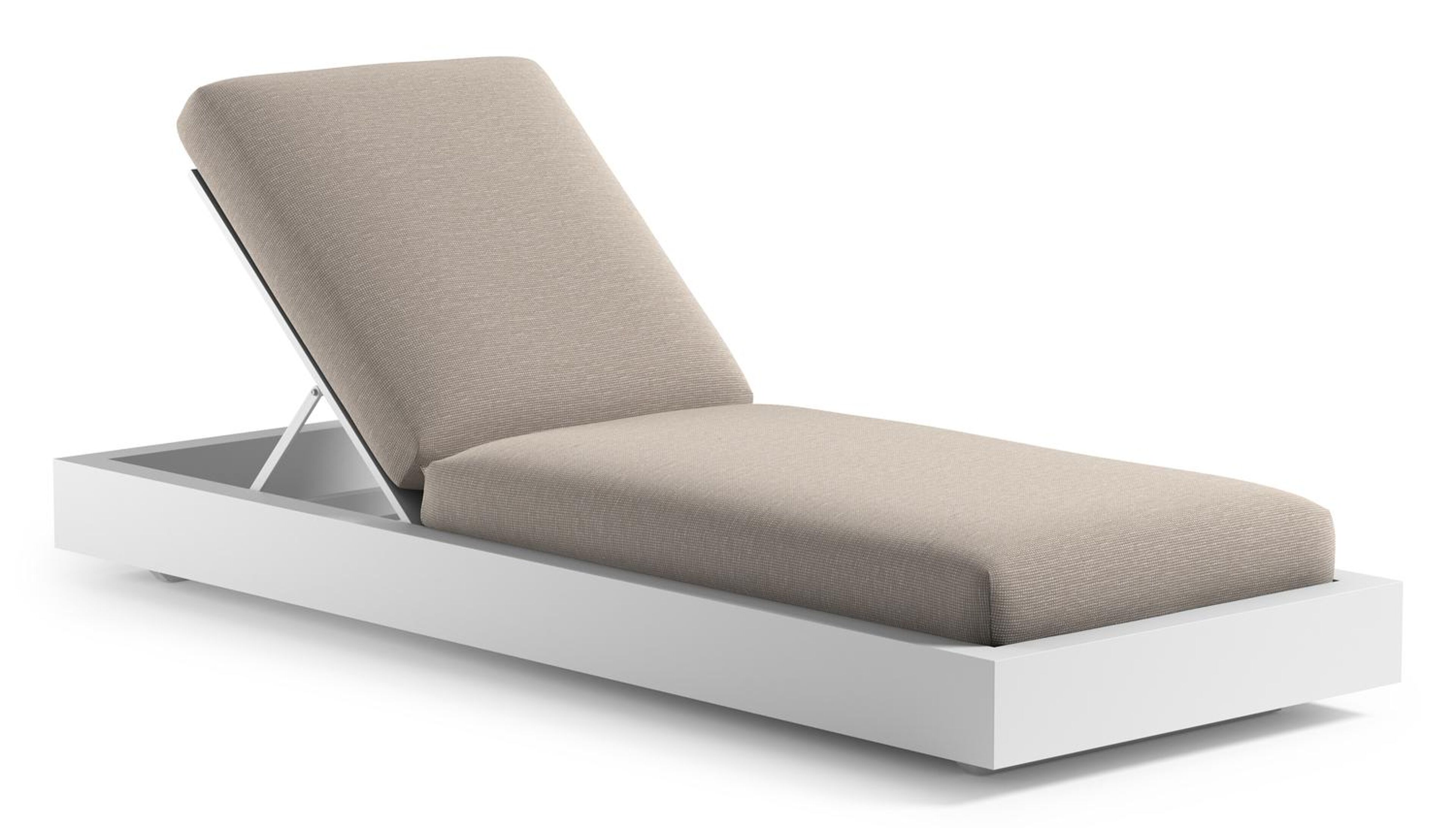 Como verstelbaar ligbed in wit aluminium met slow farafra all weather Sunbrella® luxe kussen