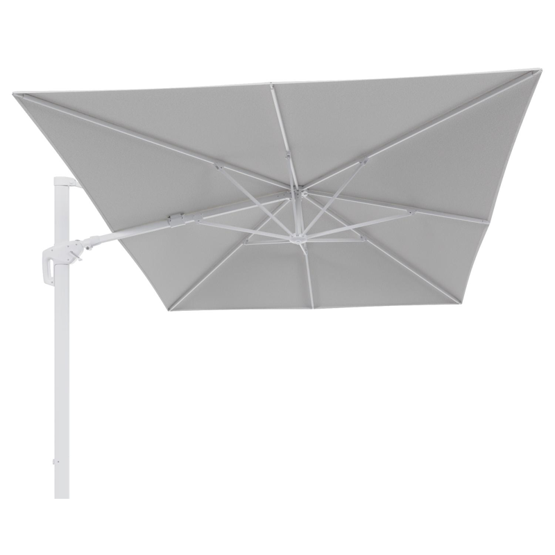 Minore zweefparasol tiltfunctie in wit aluminium en parasoldoek in All Weather Solica Ego Birch  - L1 400 x L2 300 cm (zonder voet)