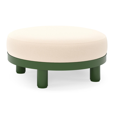 Donato lounge poef in groen aluminium met all weather sunbrella® luxe Natte Linen Chalk kussen