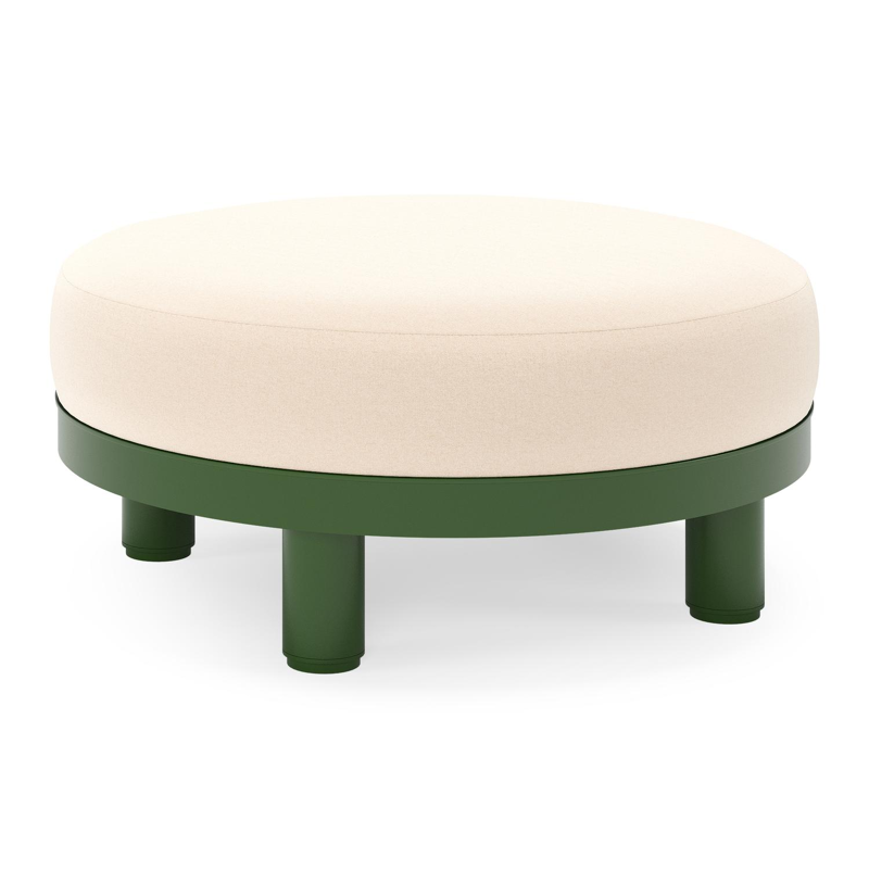 Donato lounge poef in groen aluminium met all weather sunbrella® luxe Natte Linen Chalk kussen