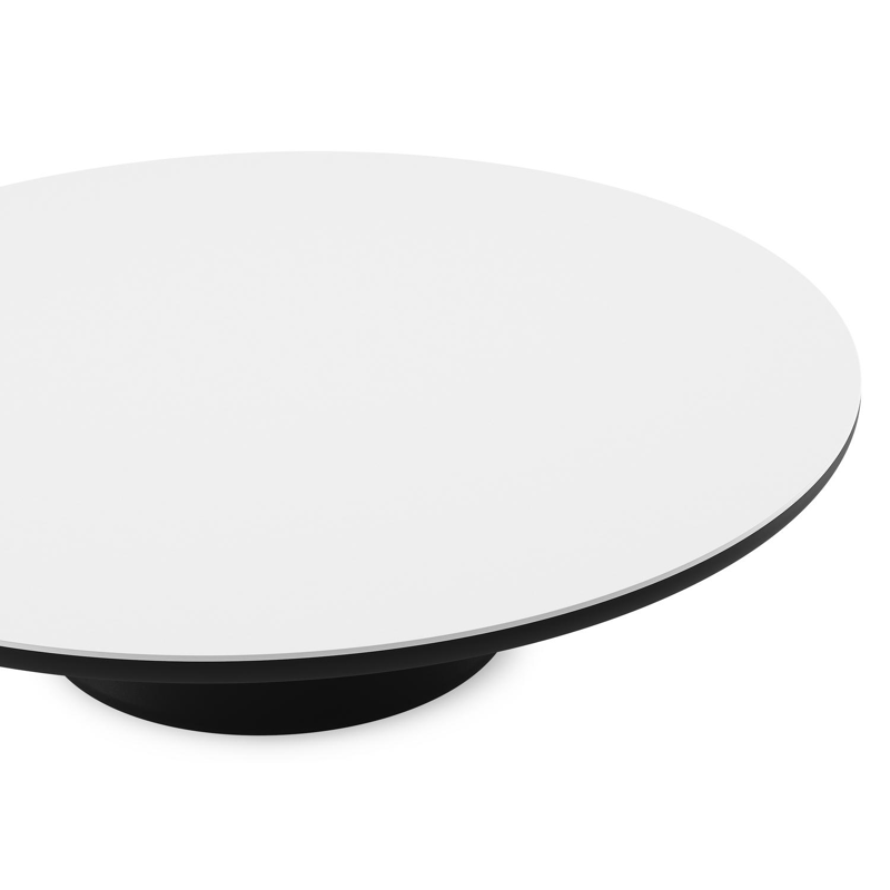 Amico loungetafel rond in zwart aluminium en volkeramiek Arctic White - Dia. 110 x H 28 cm