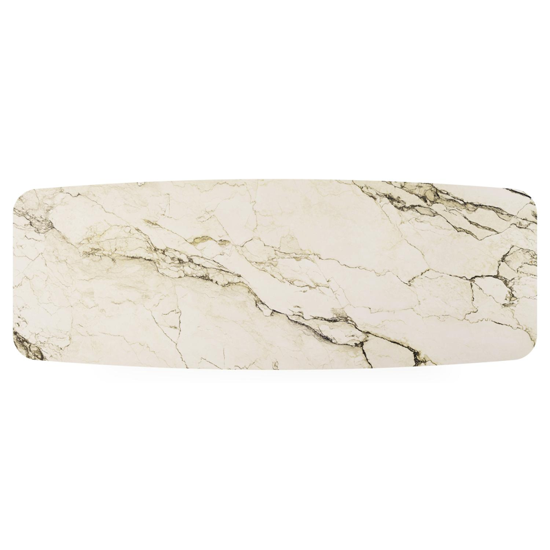 Pagino tuintafel bootvorm in zwart aluminium en volkeramiek colorado dunes - L 315 x B 115 x H 73 cm