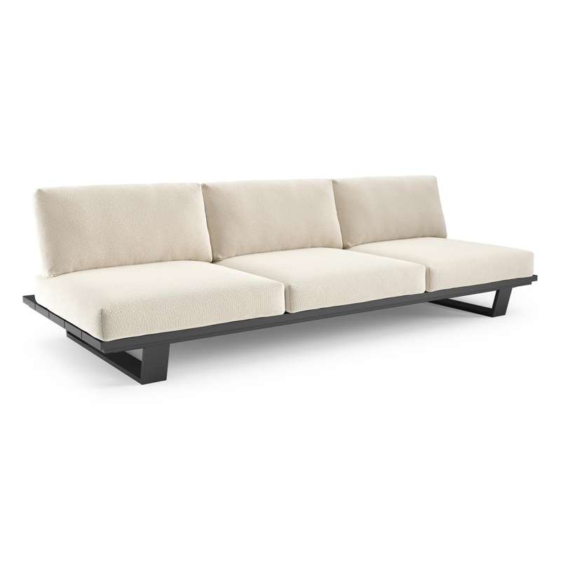 Pagino loungebank in zwart aluminium met althea off white all weather cosytica kussen