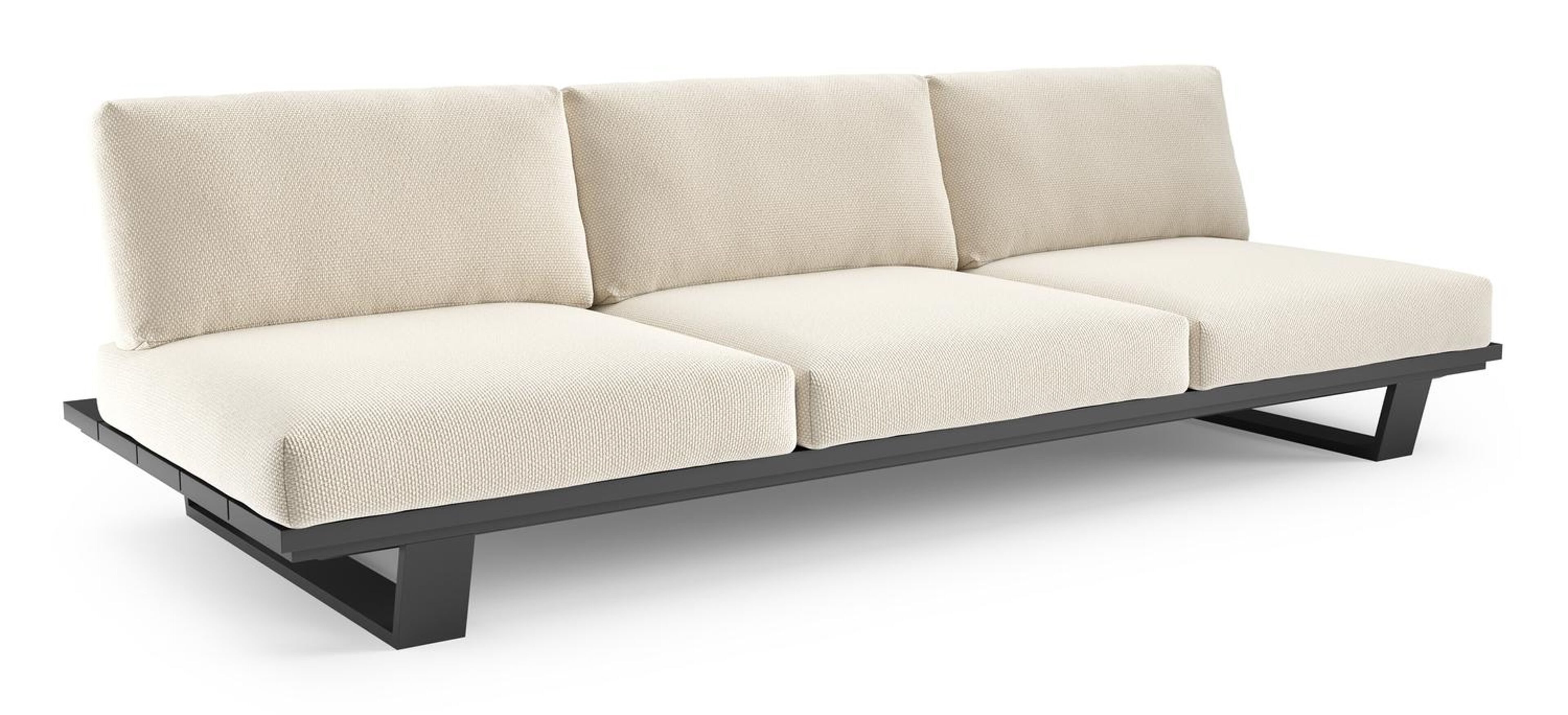 Pagino loungebank in zwart aluminium met althea off white all weather cosytica kussen