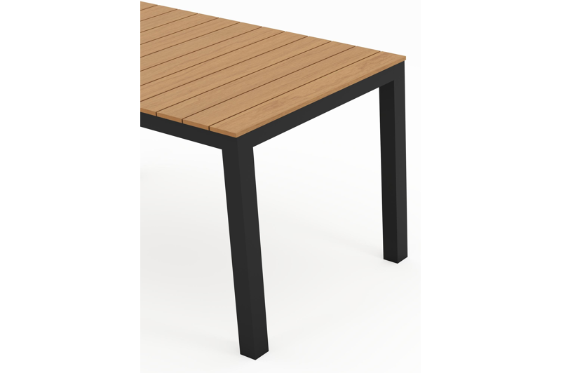 Toma tuintafel in zwart aluminium en polywood - L 140 x B 80 x H 72,5 cm