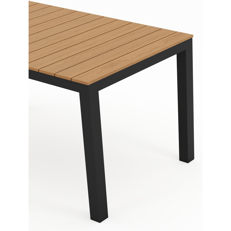 Toma tuintafel in zwart aluminium en polywood - L 140 x B 80 x H 73 cm