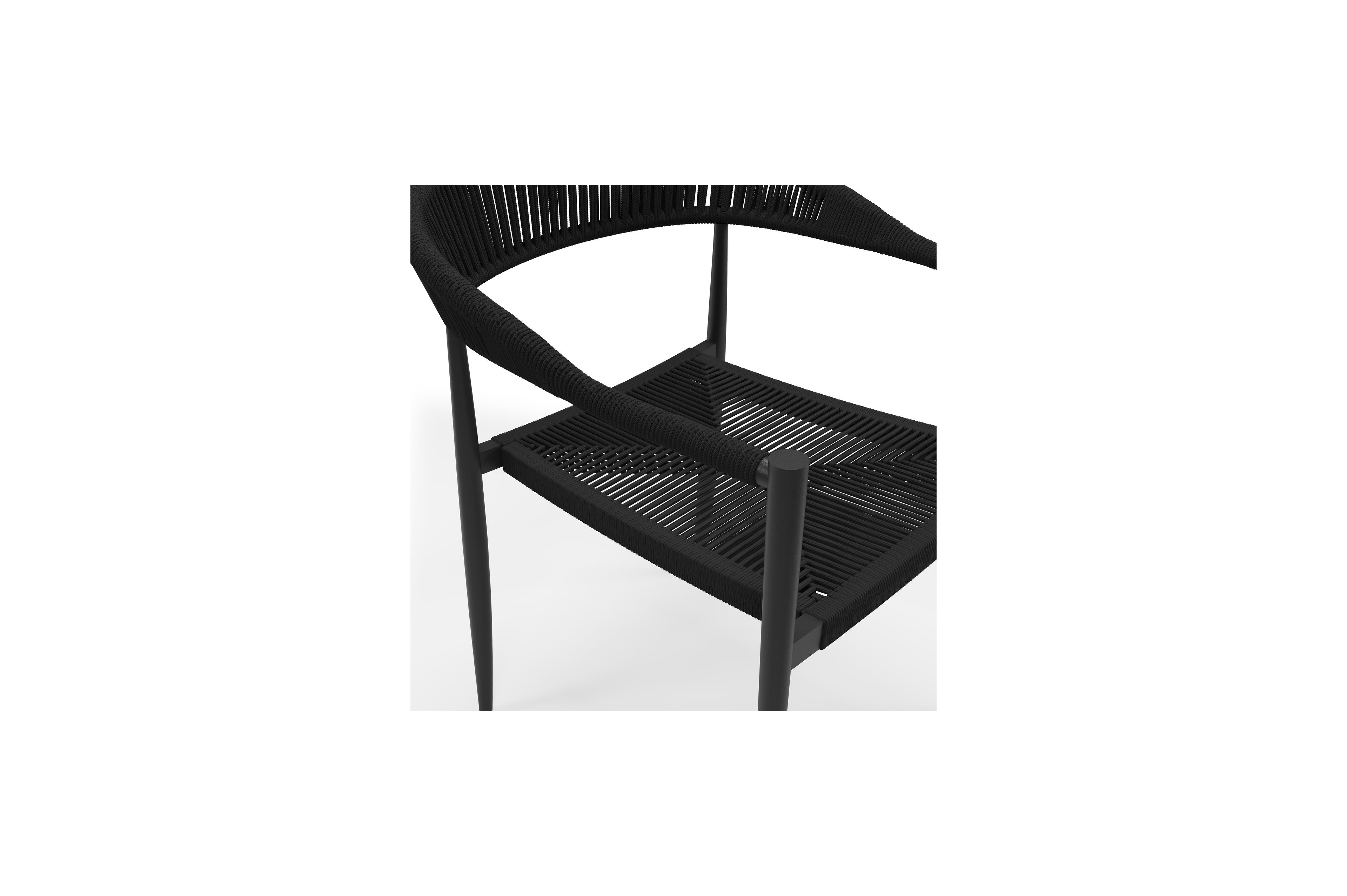 Bahia tuinset rechthoekig in zwart aluminium en sintered stone zwart met 6 Guarda tuinstoelen