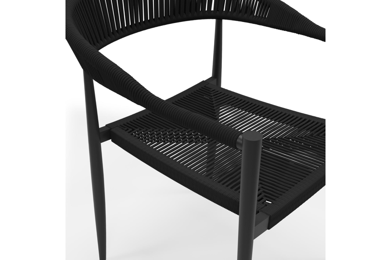 Guarda tuinstoel in zwart aluminium en zwart rope