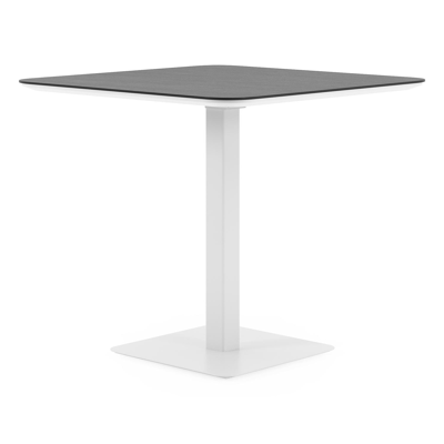 Fano kantelbare tuintafel afgerond vierkant in wit aluminium en volkeramiek Basalt Black - L 80 x B 80 x H 72.5 cm