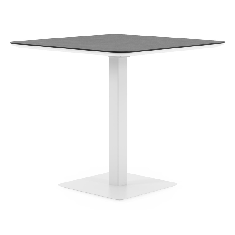 Fano kantelbare tuintafel afgerond vierkant in wit aluminium en volkeramiek Basalt Black - L 80 x B 80 x H 72.5 cm