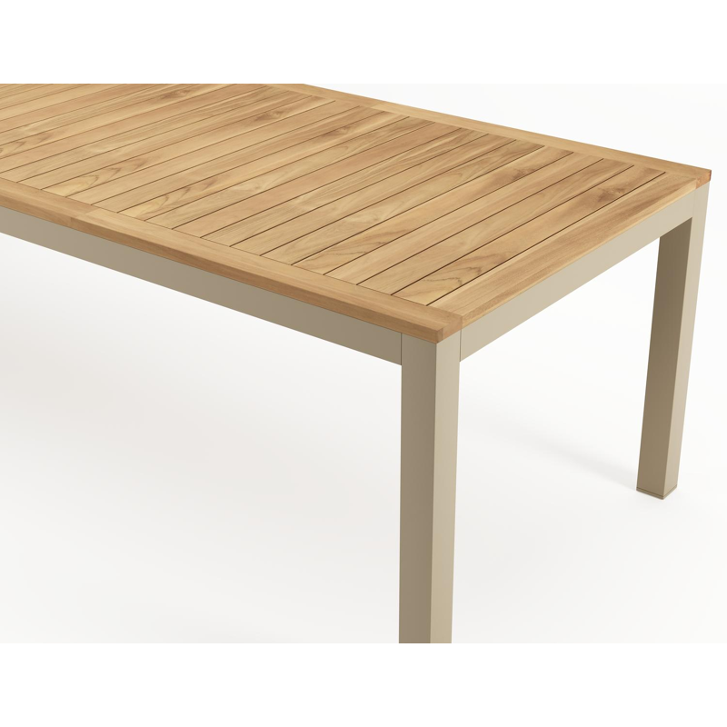 Varese tuintafel in beige  aluminium en teak - L 270 x B 100 cm