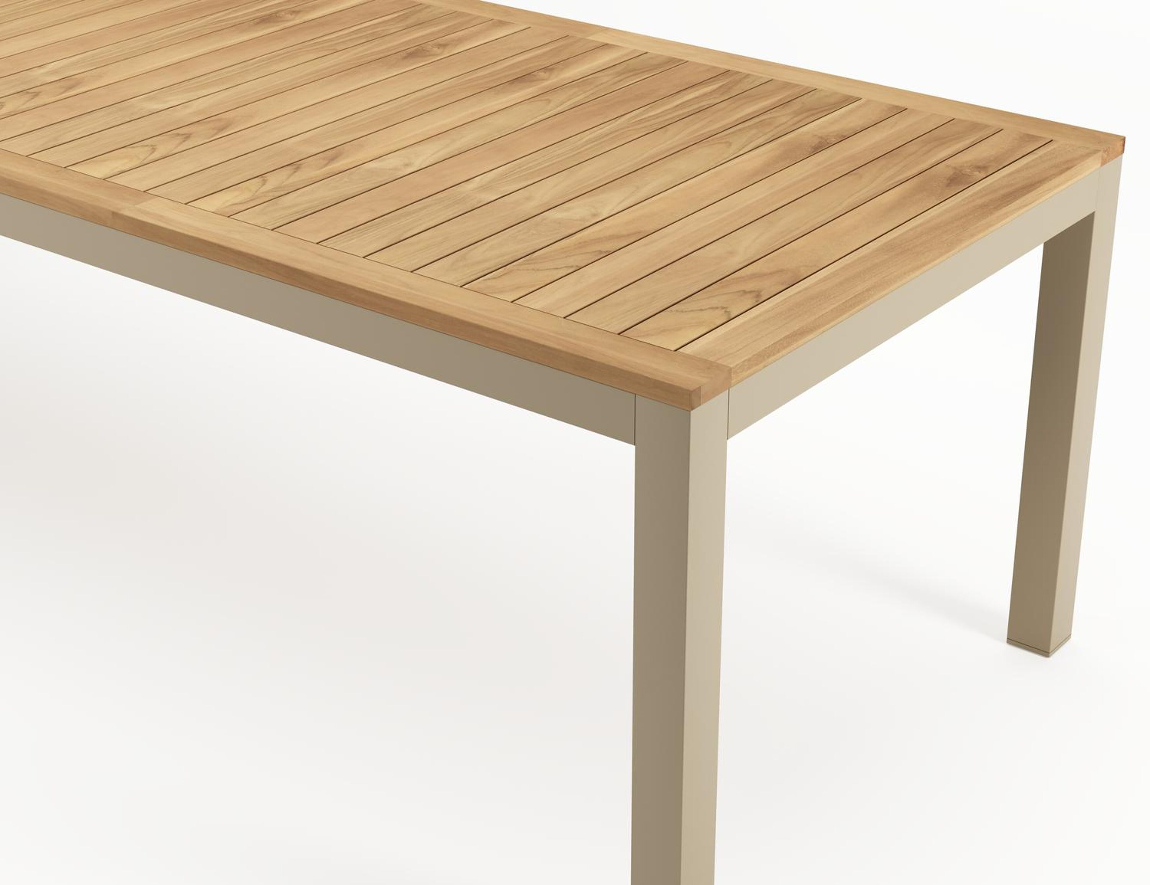 Varese tuintafel in beige  aluminium en teak - L 270 x B 100 cm
