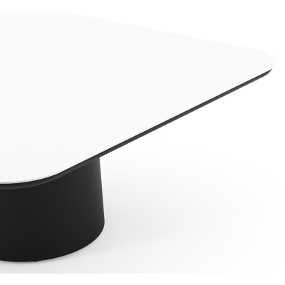 Amico low dining tuintafel afgerond vierkant in zwart aluminium en volkeramiek Arctic White - L 148 x B 148 x H 61 cm