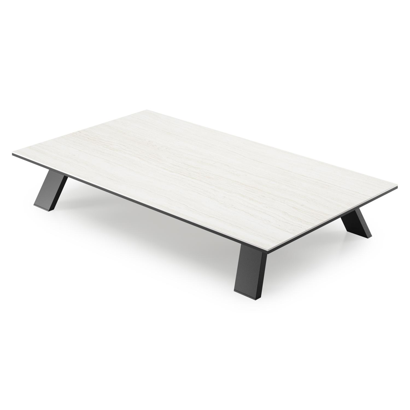 Cesano loungetafel in zwart aluminium en calista volkeramiek - L 140 x B 80 x H 24 cm