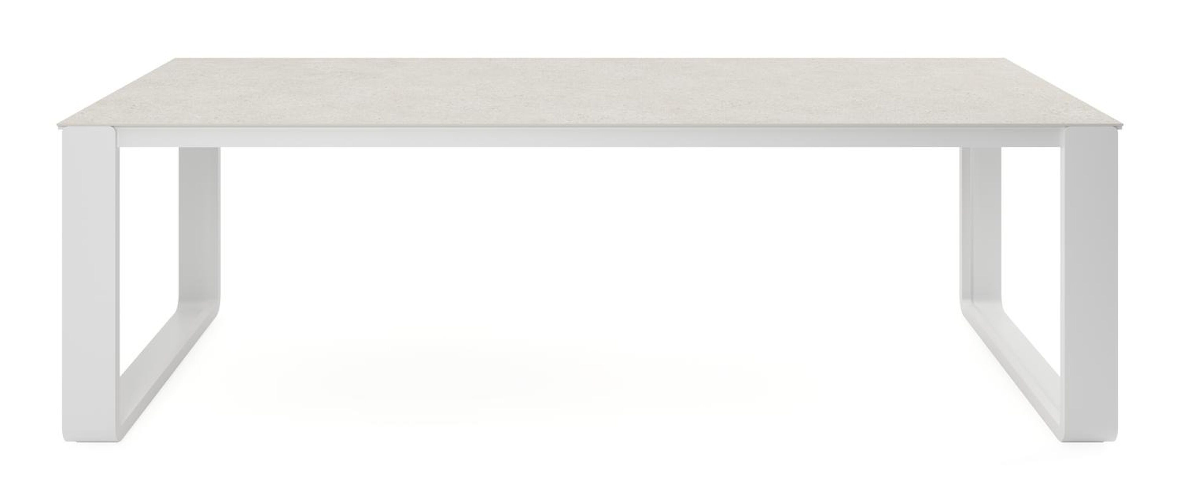 Atessa tuintafel in wit aluminium en volkeramiek shilin - L 240 x B 100 x H 75 cm