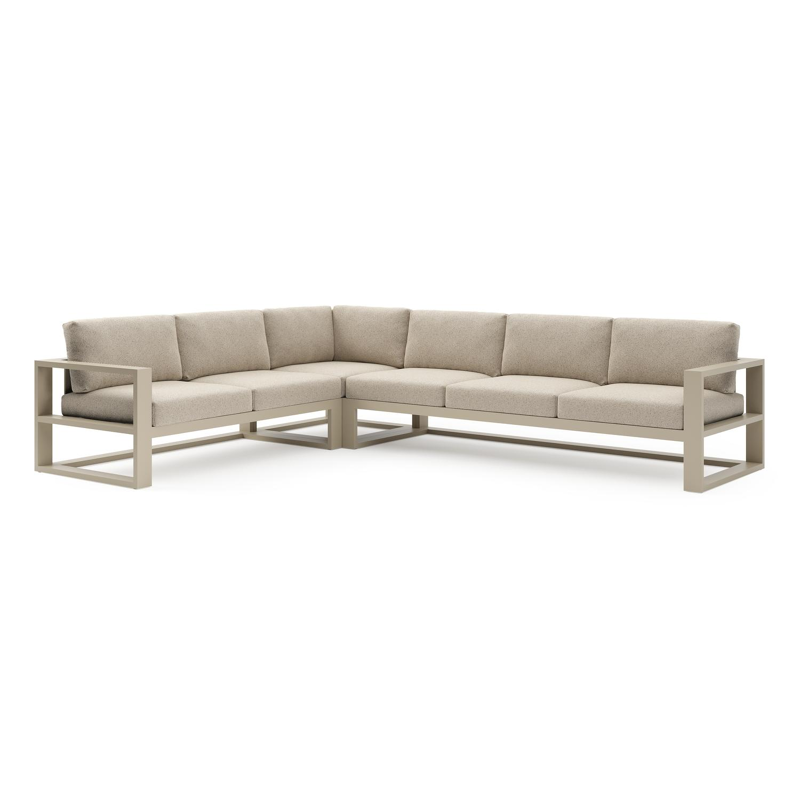 Verato loungehoek in beige aluminium met bora desert all weather cosytica kussen