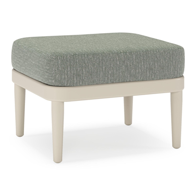 Pouf Orso en aluminium beige et coussins en all weather sunbrella® luxe Slow Fern