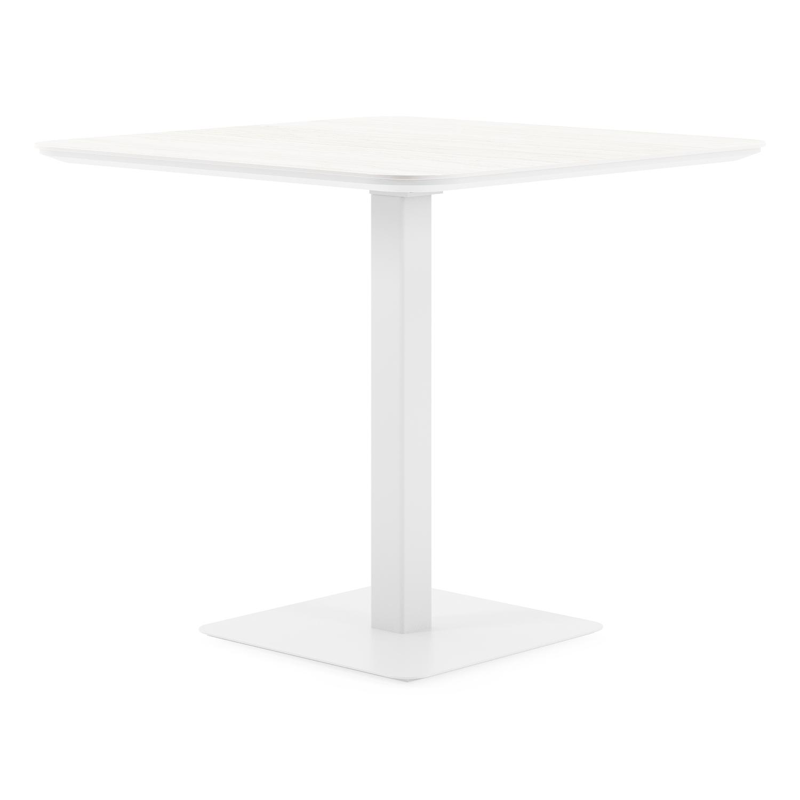Fano kantelbare tuintafel vierkant afgerond in wit aluminium en volkeramiek calista - L 80 x B 80 x H 72.5 cm