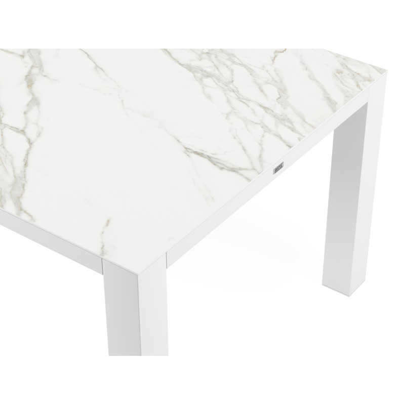 Nano tuintafel in wit aluminium en volkeramiek calacatta - L 280 x B 110 x H 75 cm