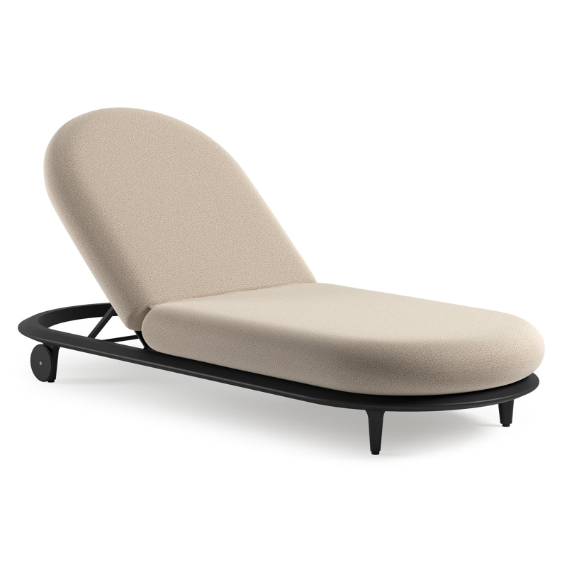 Bomero verstelbaar ligbed in zwart aluminium met lopi sand all weather sunbrella® luxe