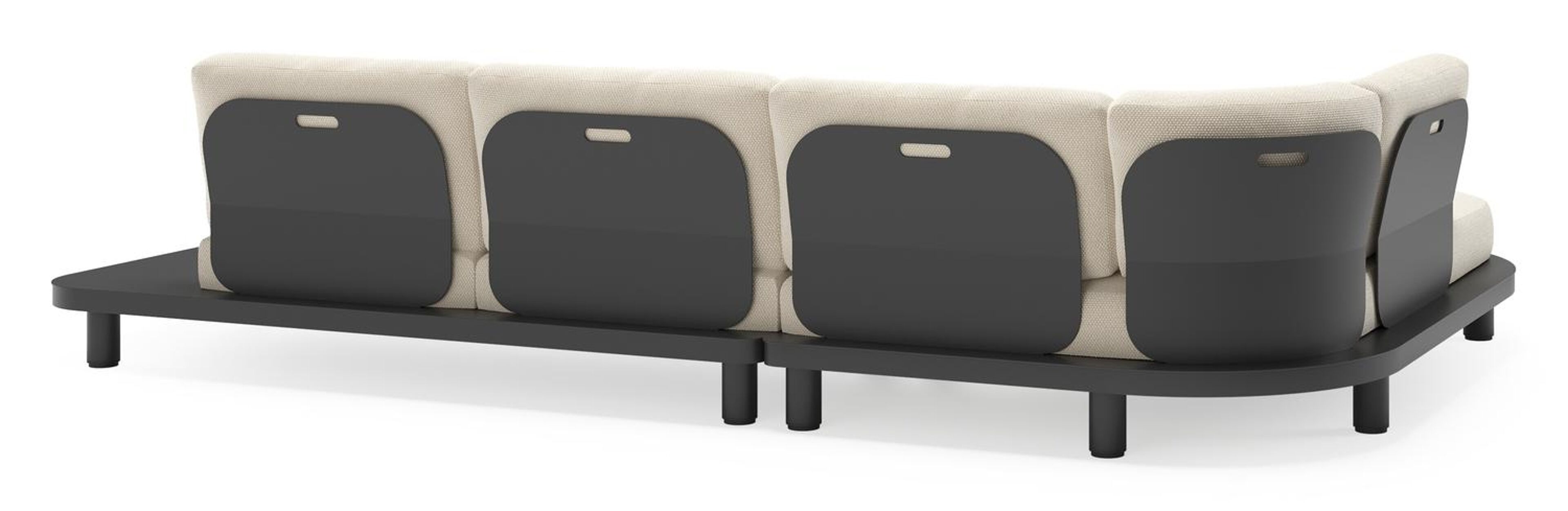 Donato loungehoek in zwart aluminium met all weather cosytica Althea Off White kussen